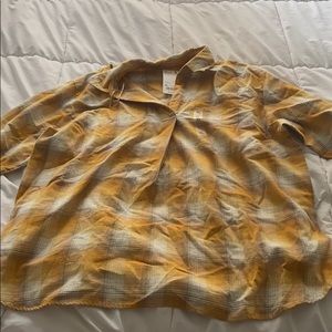 Yellow plaid long sleeve UNIQLO popover NWT